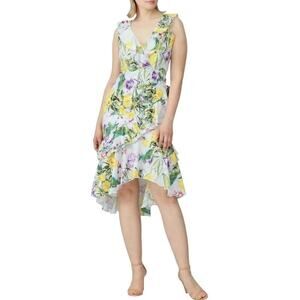 VONE Aini Floral Satin Surplice Tiered
Ruffled Midi Dress Sz 0 Rent the Runway